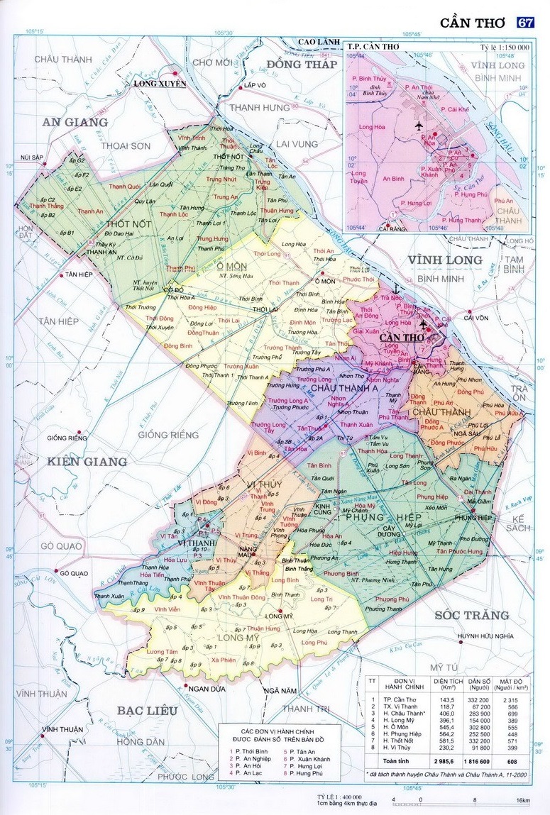 Thông tin diện tích và dân số các Quận, Huyện tại TP.Cần Thơ