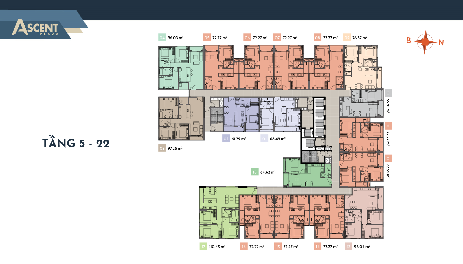 Bảng giá cho thuê căn hộ chung cư Ascent Plaza