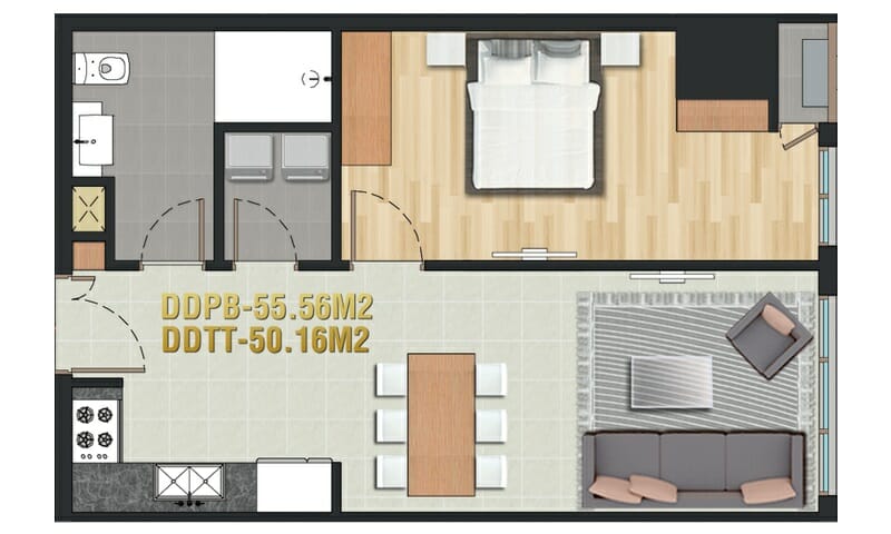 Căn hộ Pearl Plaza cho thuê 1 phòng ngủ view sông tầng 15 nội thất cơ bản