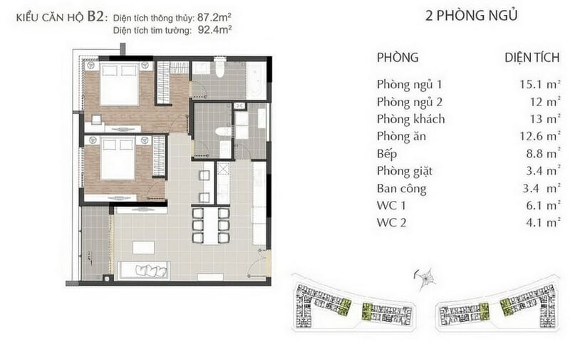 Cho thuê Sala Sarimi 2 phòng ngủ view q1 lầu 7 tháp A1 đầy đủ nội thất