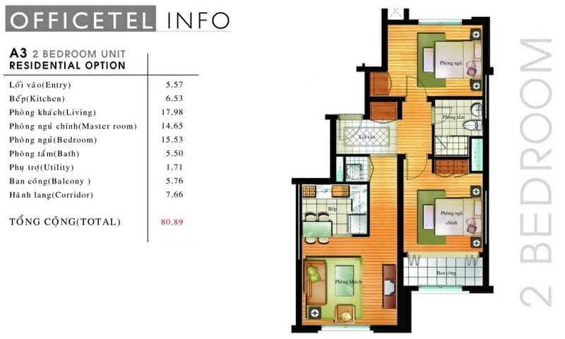 Căn hộ The Manor cho thuê tầng 5 toà E nội thất đủ 2 phòng ngủ view L81