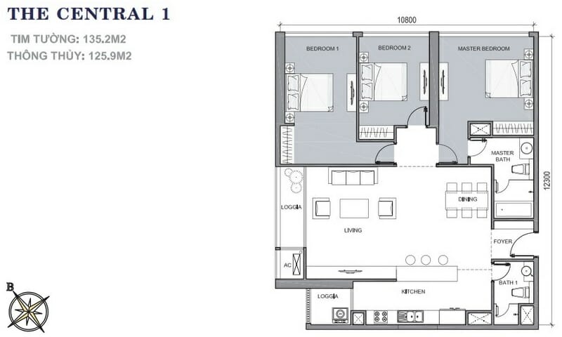 Cho thuê Vinhomes 3 phòng ngủ tầng 34 toà Central 1 đủ nội thất view thoáng