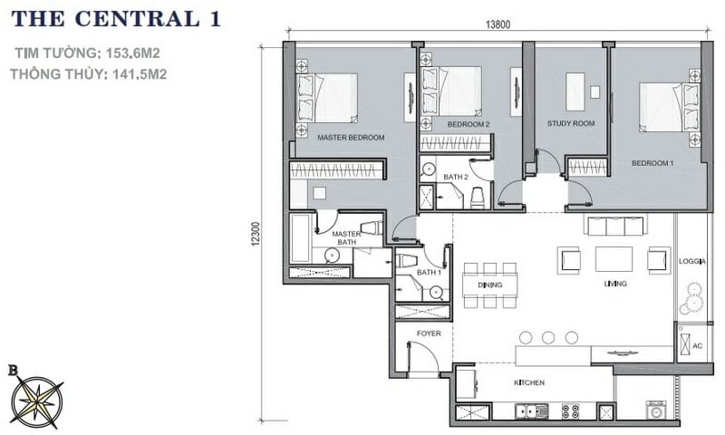 Căn hộ Vinhomes cho thuê tầng 24 C1 nội thất đầy đủ view sông 4 phòng ngủ