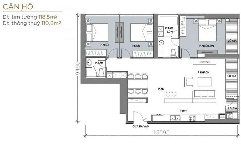 Cho thuê Vinhomes Golden River tầng 4 A2 nhà đẹp 3 phòng ngủ view sông