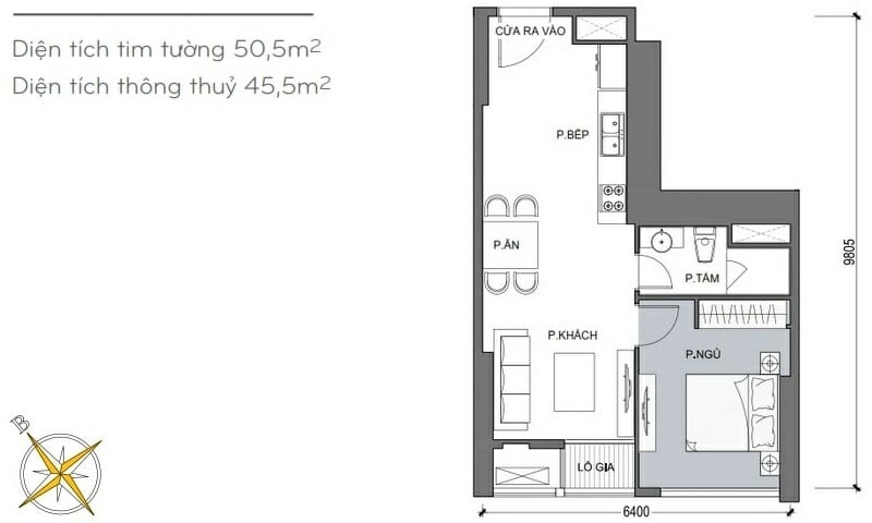 Vinhomes Central Park cho thuê tầng 15 L6 có nội thất view mát 1 phòng ngủ