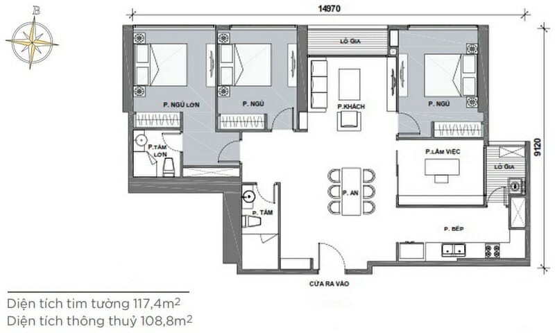 Cho thuê căn hộ Vinhomes view sông 3 phòng ngủ tầng 36 Park 4 nhà trống