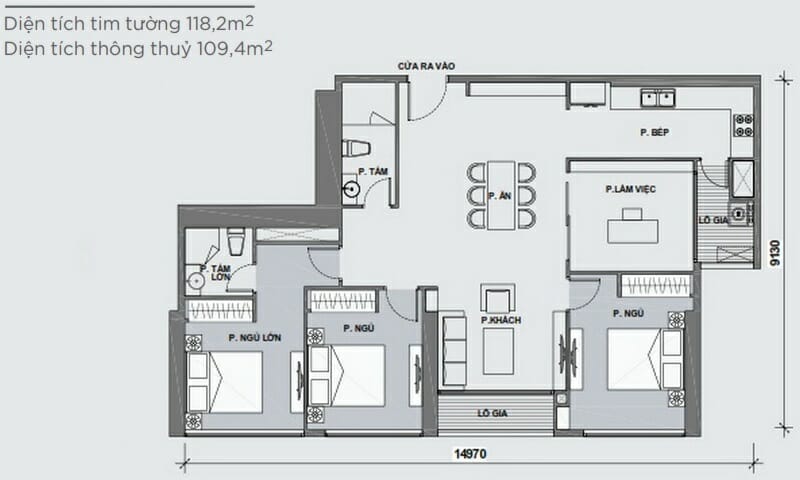 Cho thuê căn hộ Vinhomes view sông 3 phòng ngủ tầng 24 P4 nội thất đầy đủ