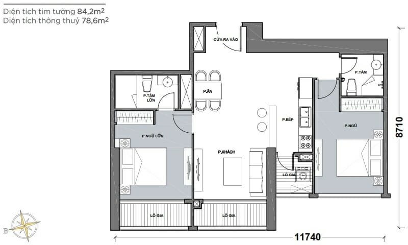 Cho thuê căn hộ Vinhomes view thành phố tầng 40 P7 nhà trống 2 phòng ngủ
