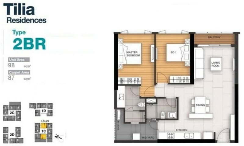 Căn hộ 2 phòng ngủ cho thuê Empire City tầng 27 block Tilia nội thất cơ bản