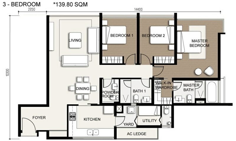 Căn hộ cho thuê The Vista tầng 17 đủ nội thất view hồ bơi 3 phòng ngủ