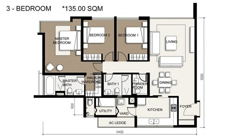 The Vista căn hộ cho thuê lầu 10 full nội thất view Xa lộ 3 phòng ngủ