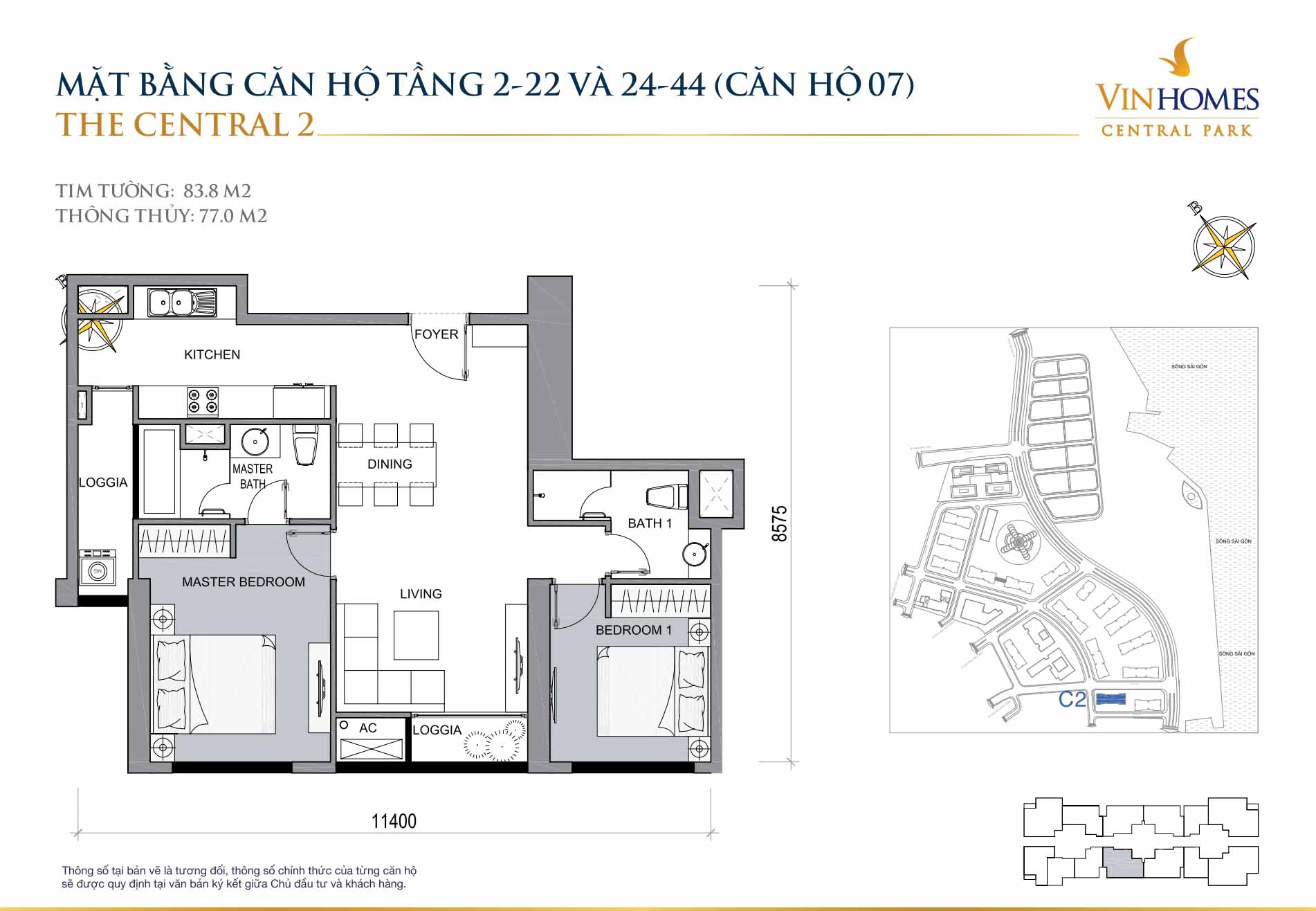 Mặt bằng Central 2 Vinhomes Central Park