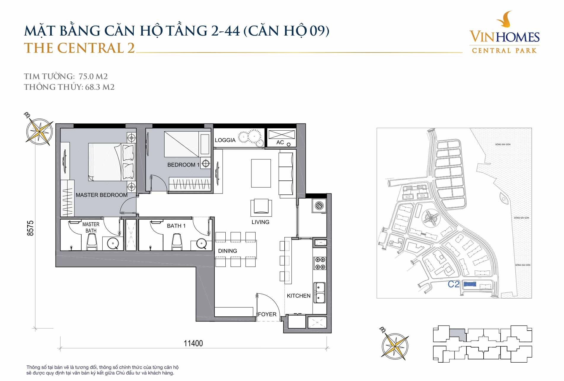 Mặt bằng Central 2 Vinhomes Central Park