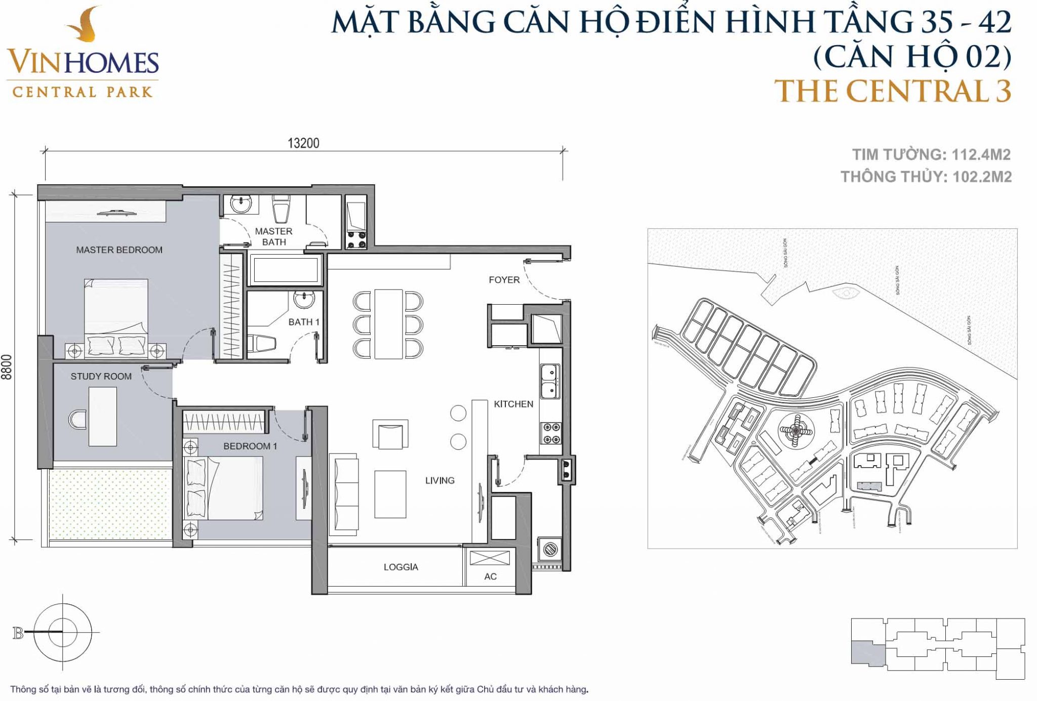 Mặt bằng Central 3 Vinhomes Central Park