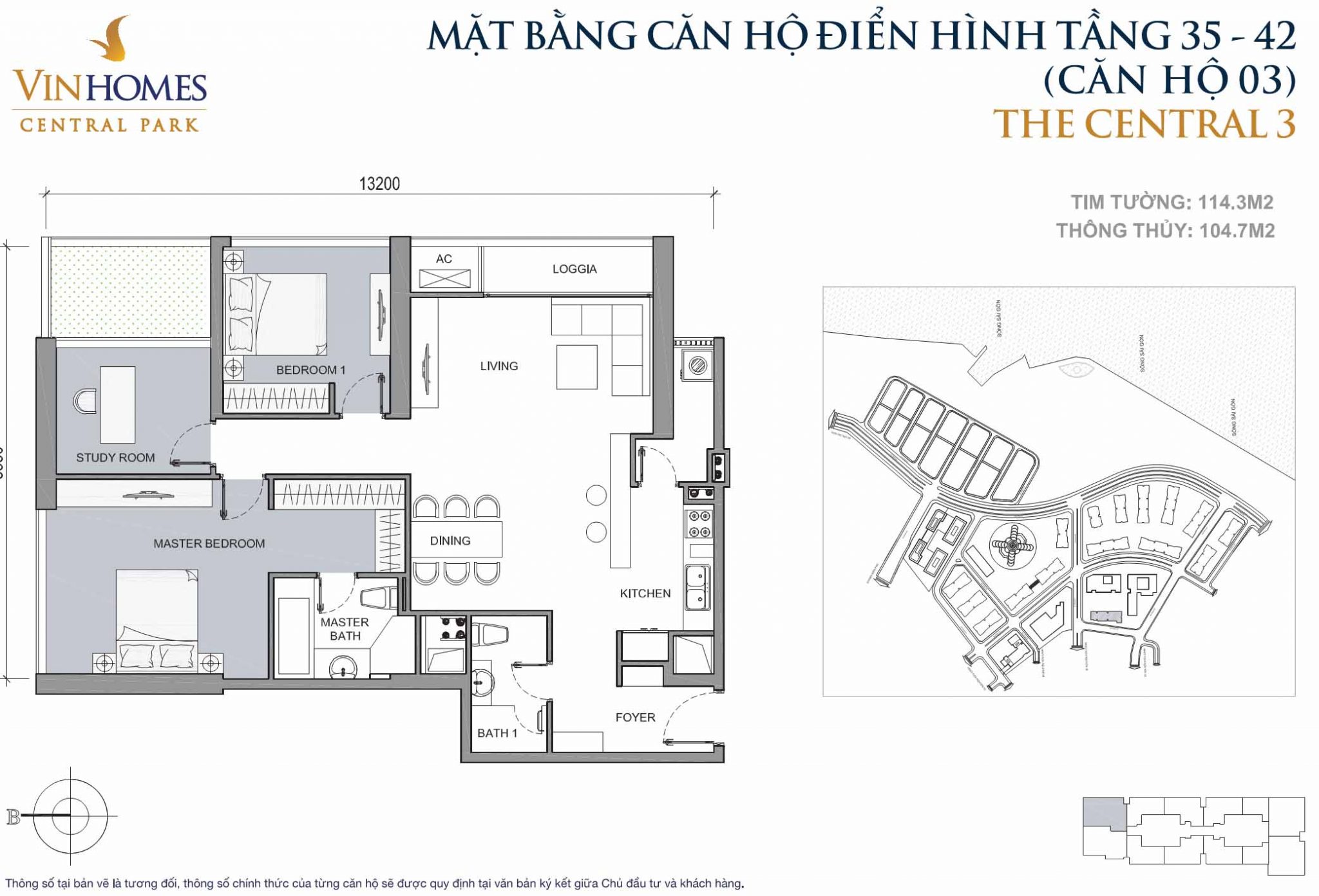 Mặt bằng Central 3 Vinhomes Central Park