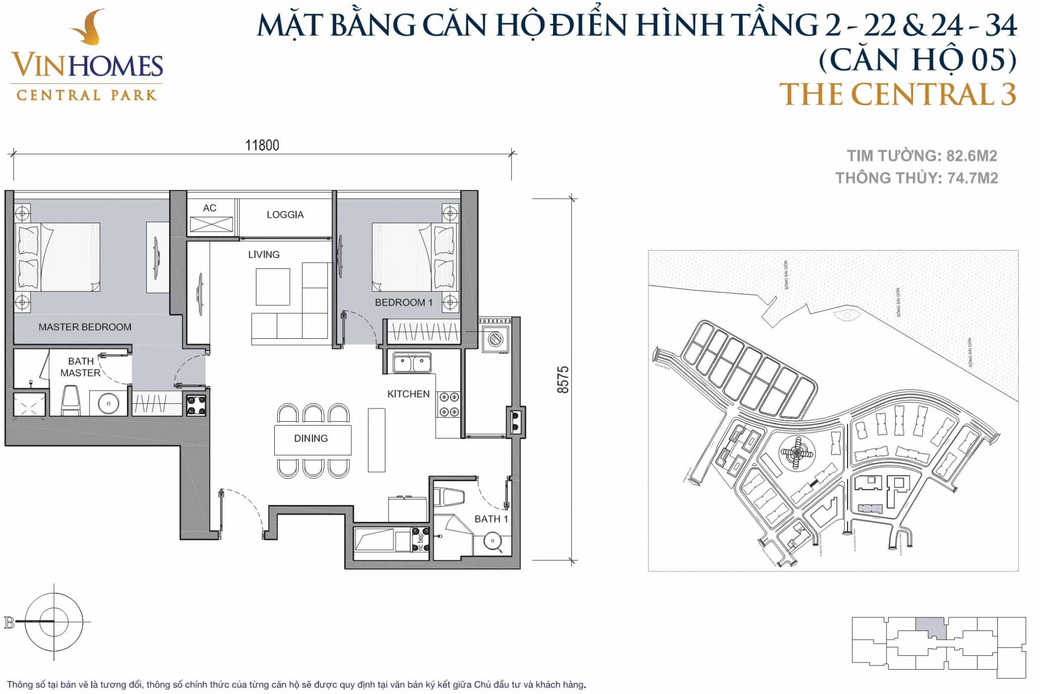 Mặt bằng Central 3 Vinhomes Central Park