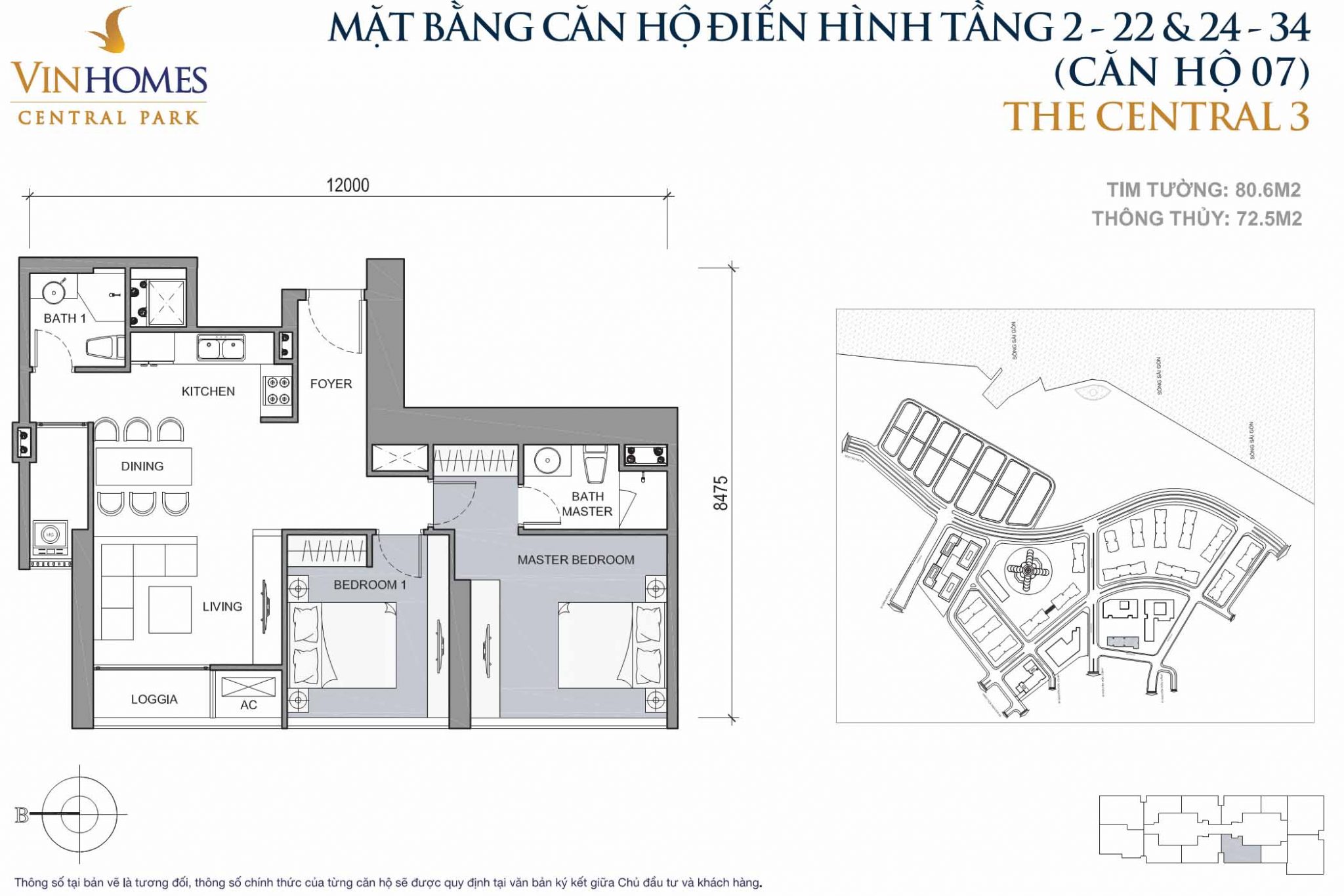 Mặt bằng Central 3 Vinhomes Central Park