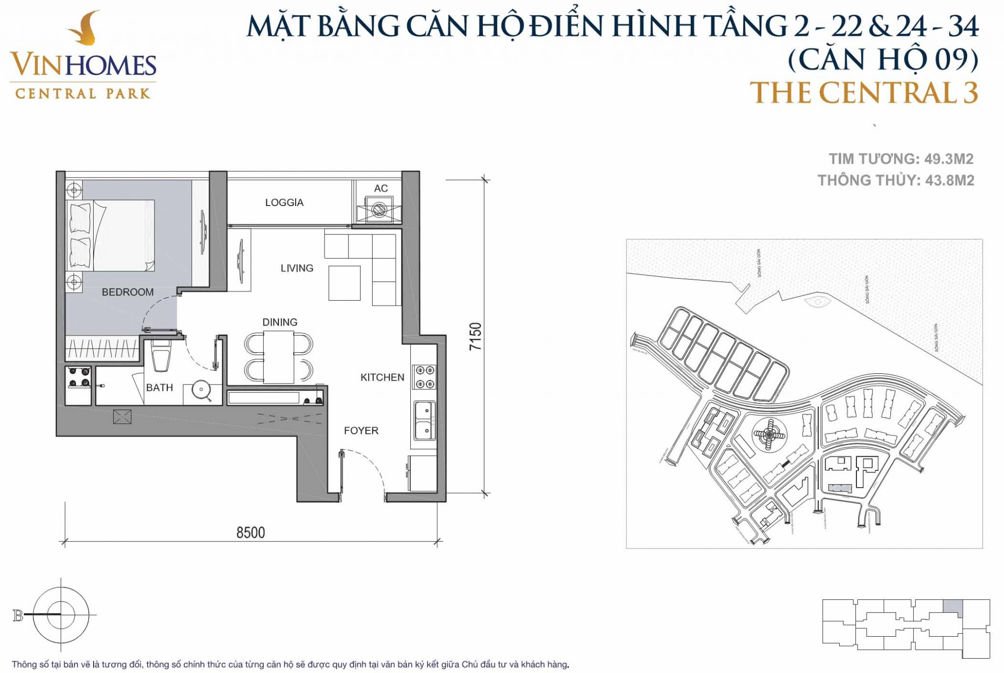 Mặt bằng Central 3 Vinhomes Central Park