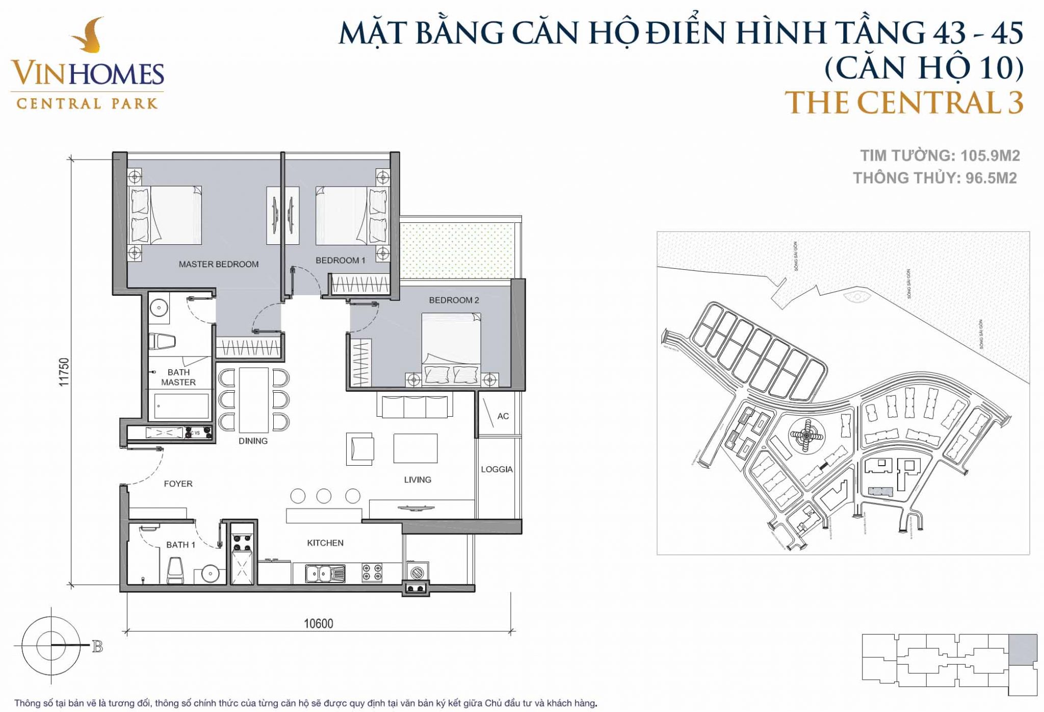 Mặt bằng Central 3 Vinhomes Central Park