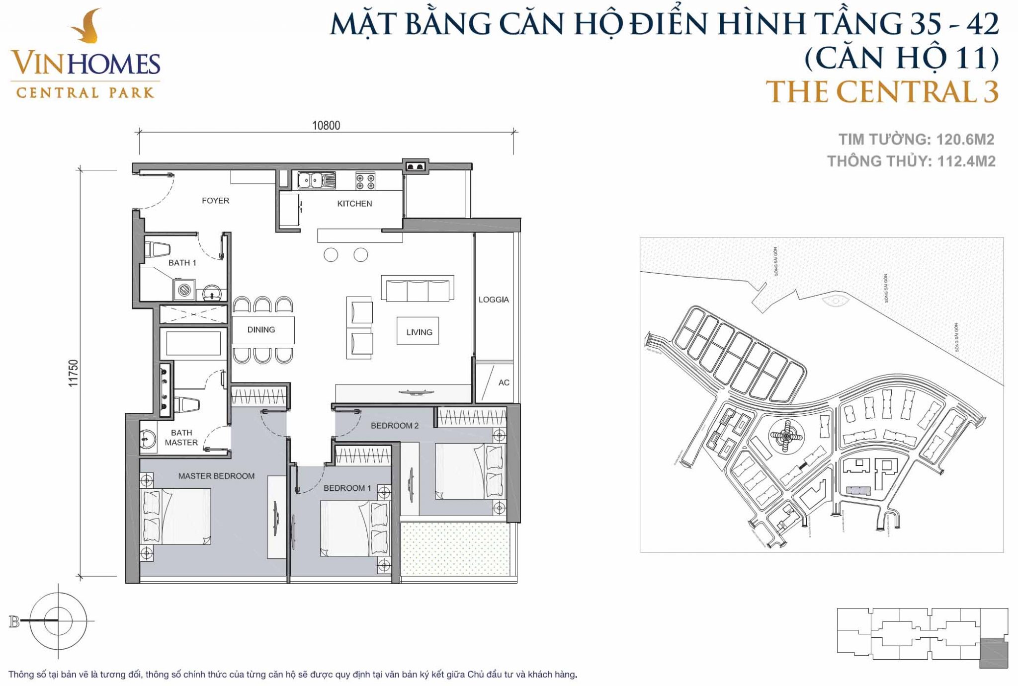 Mặt bằng Central 3 Vinhomes Central Park