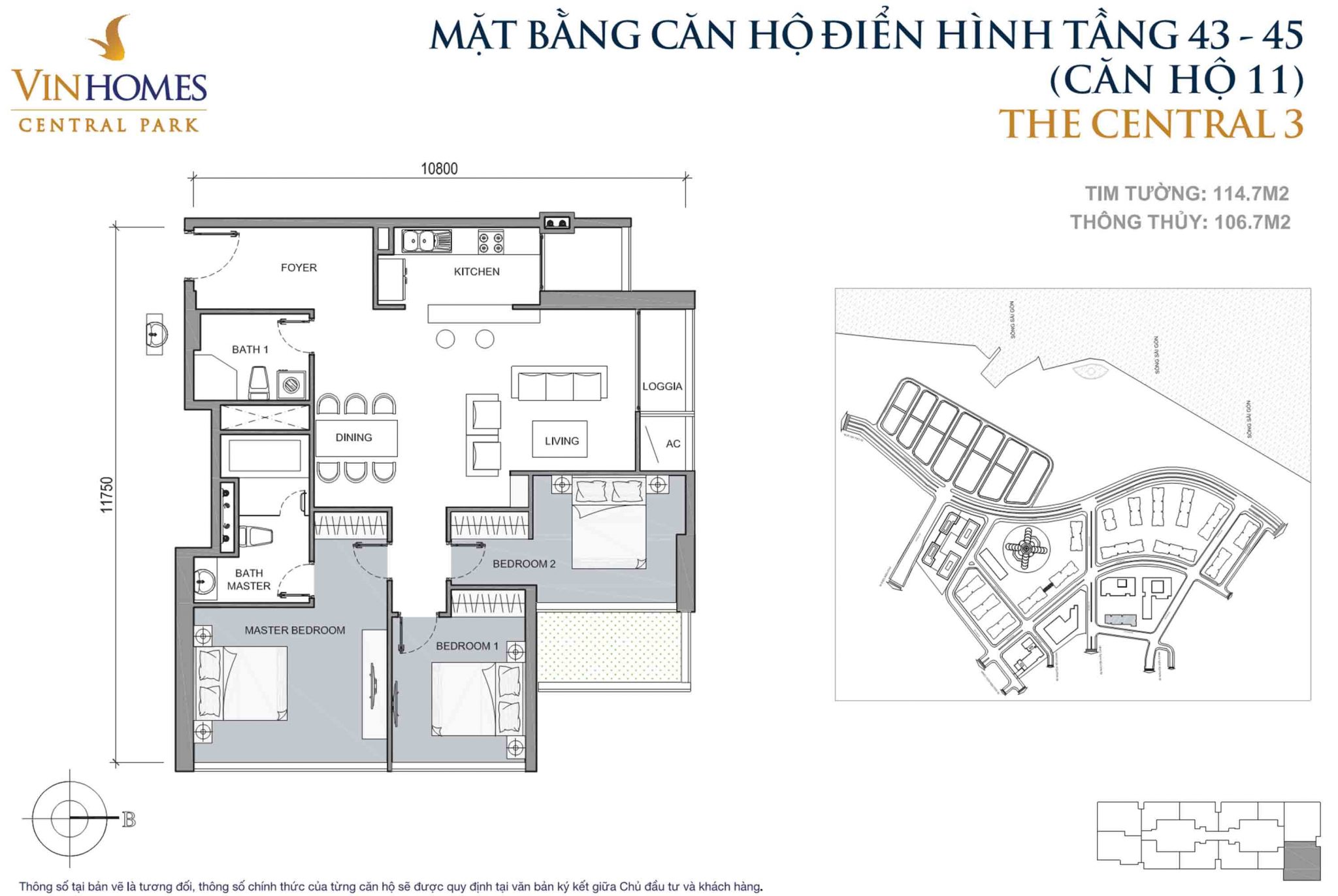 Mặt bằng Central 3 Vinhomes Central Park