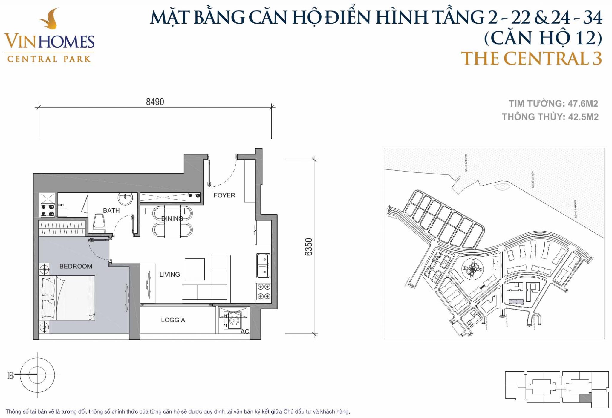 Mặt bằng Central 3 Vinhomes Central Park