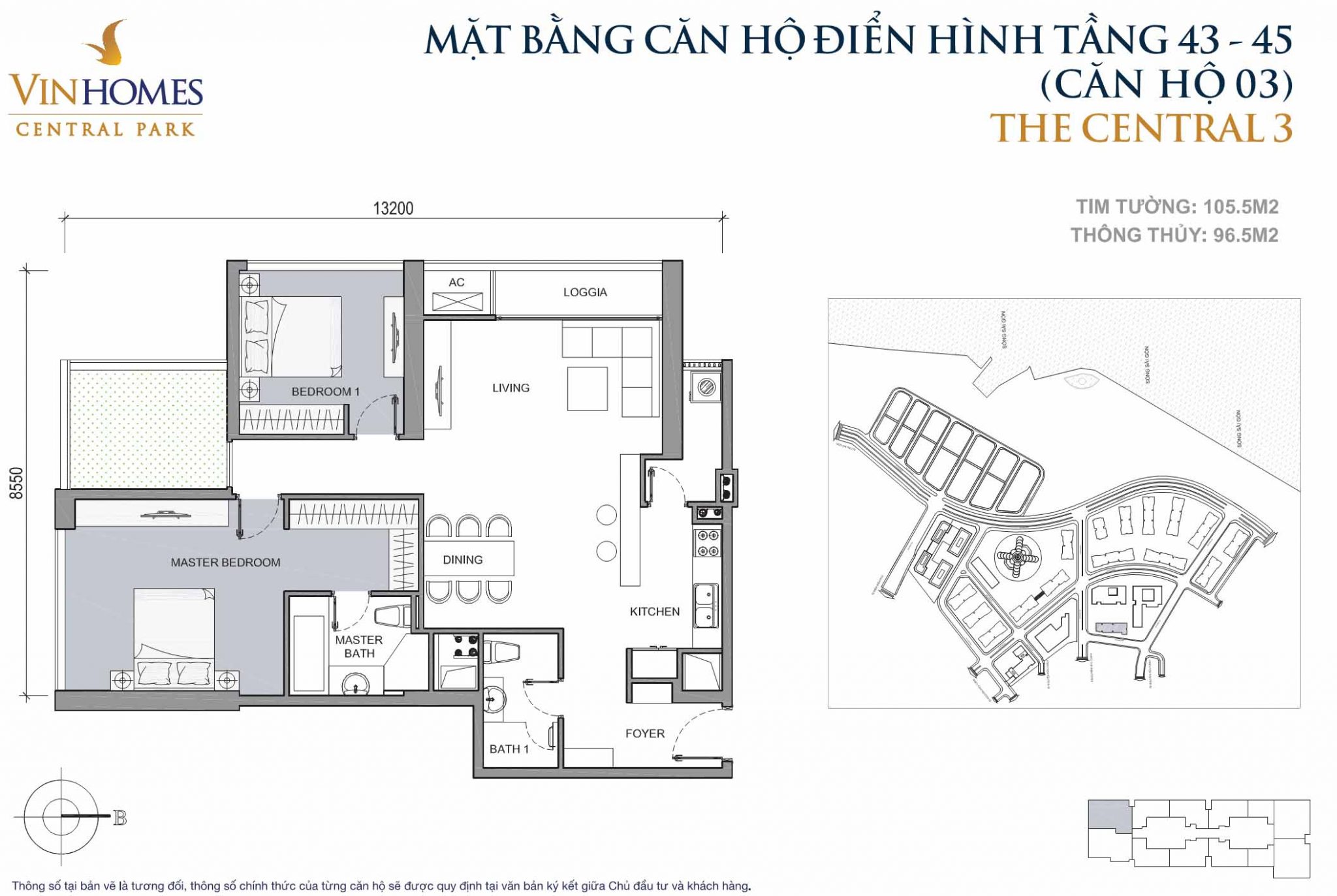 Mặt bằng Central 3 Vinhomes Central Park