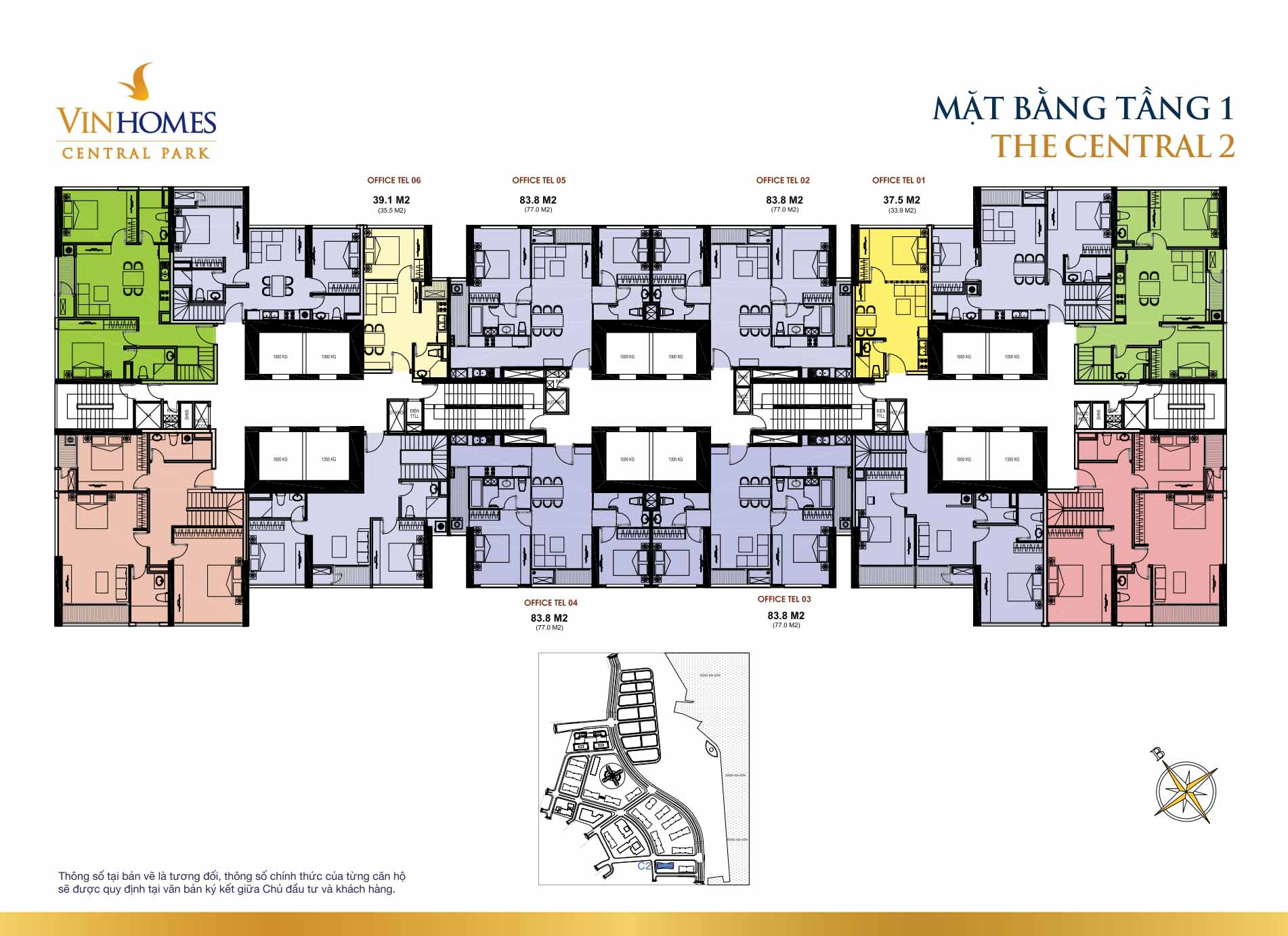 Mặt bằng Central 2 Vinhomes Central Park