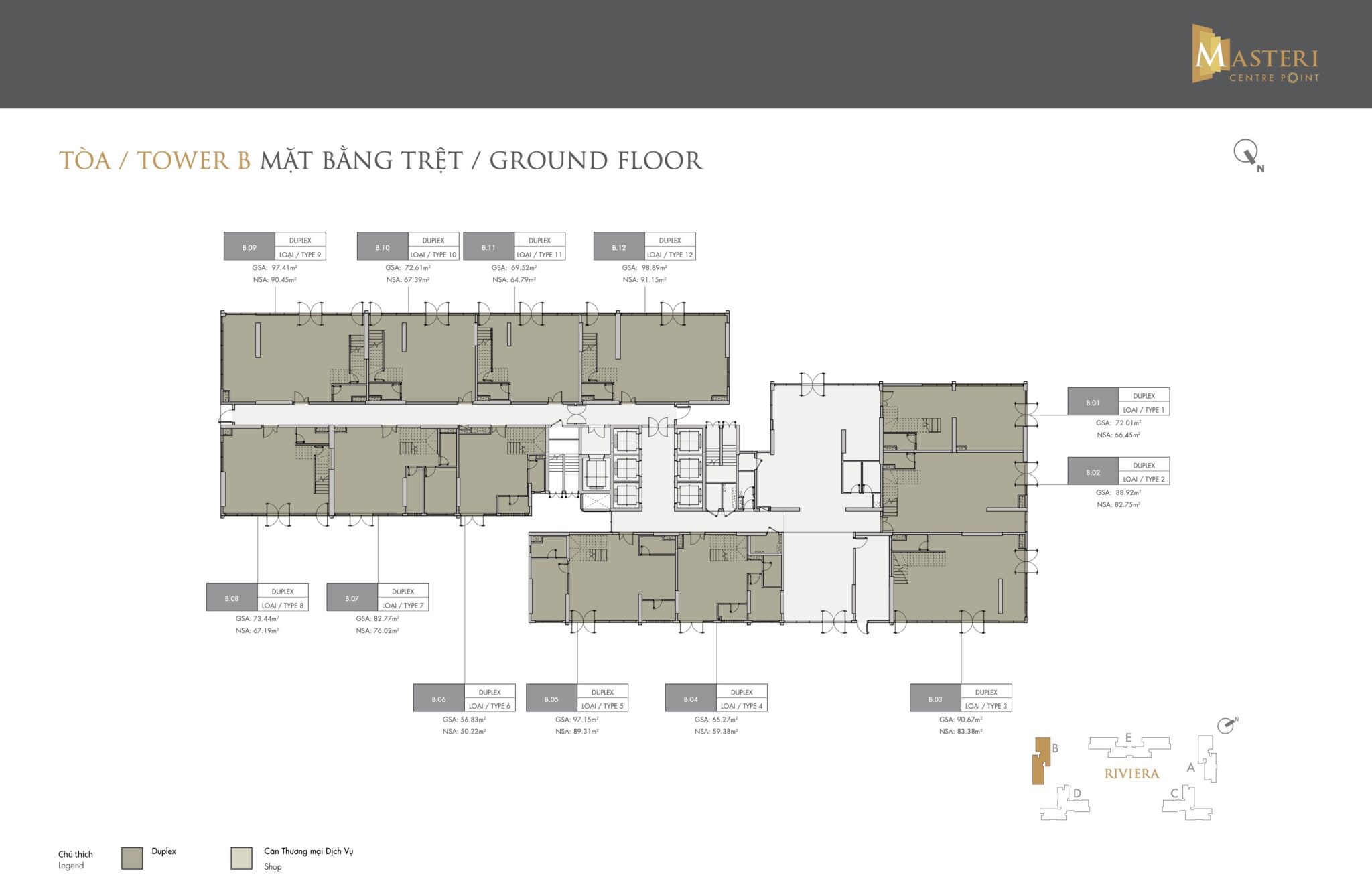 Mặt bằng Duplex Masteri Centre Point