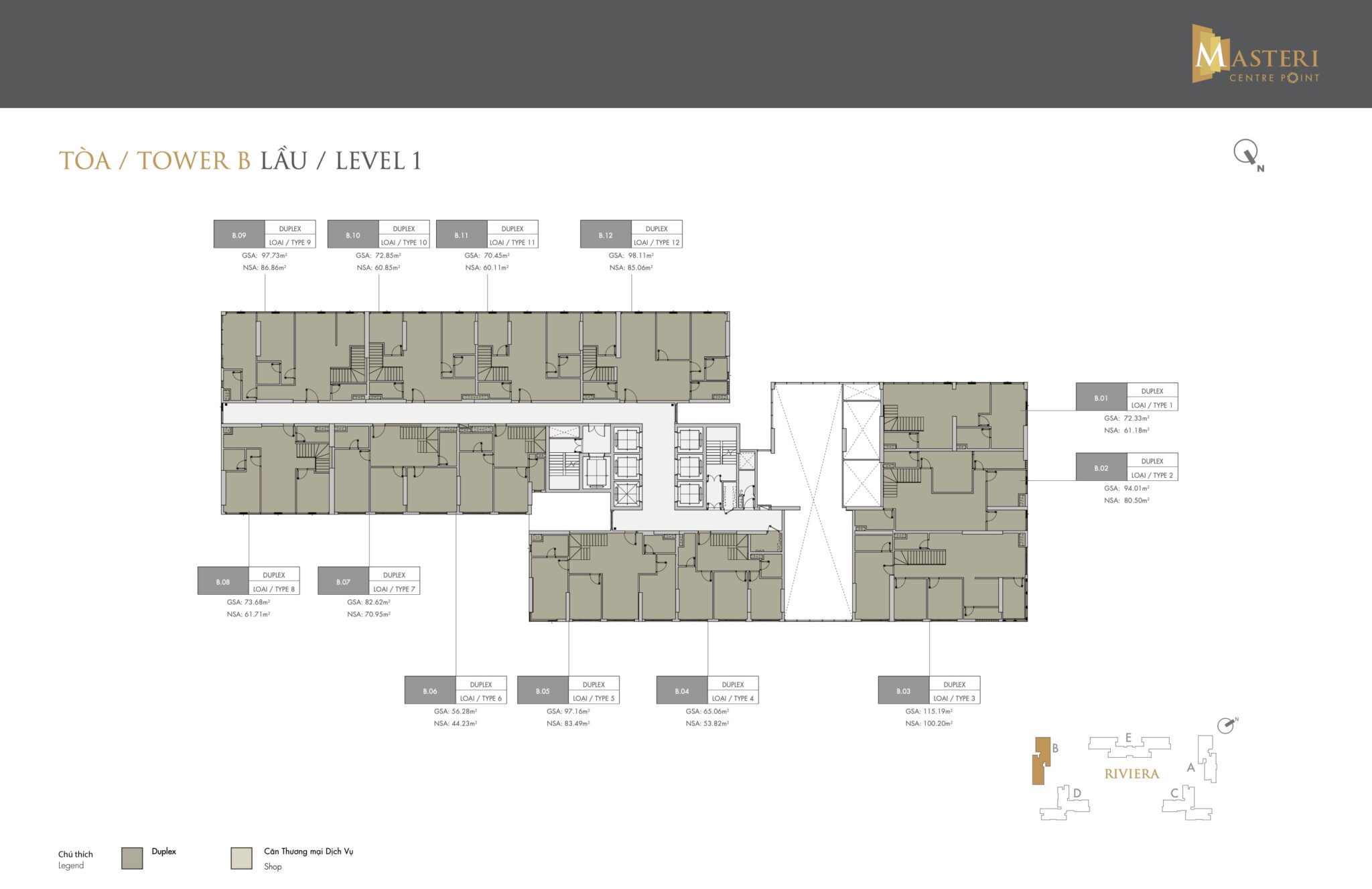 Mặt bằng Duplex Masteri Centre Point