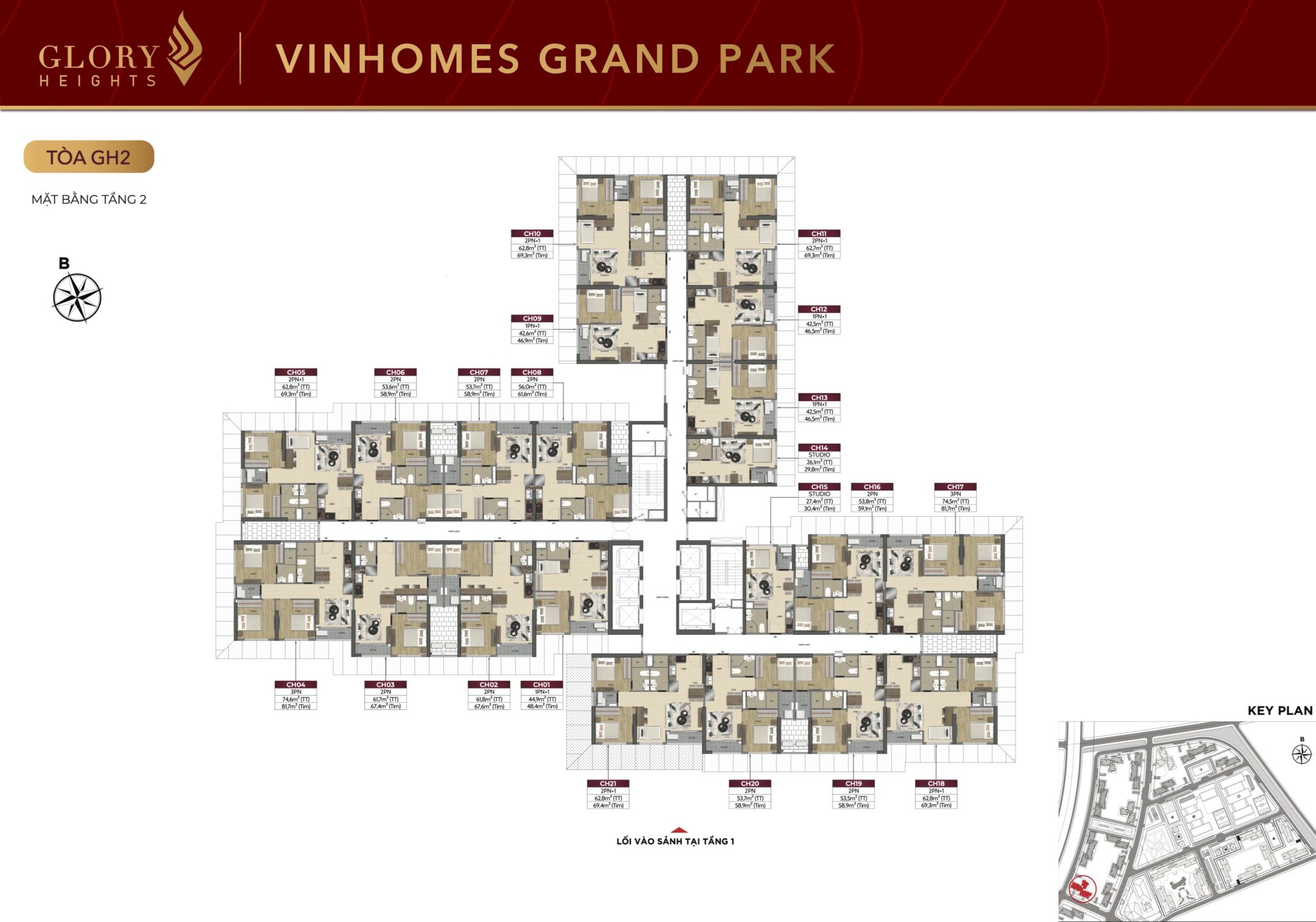 Mặt bằng Tòa GH2 Glory Heights Vinhomes Grand Park