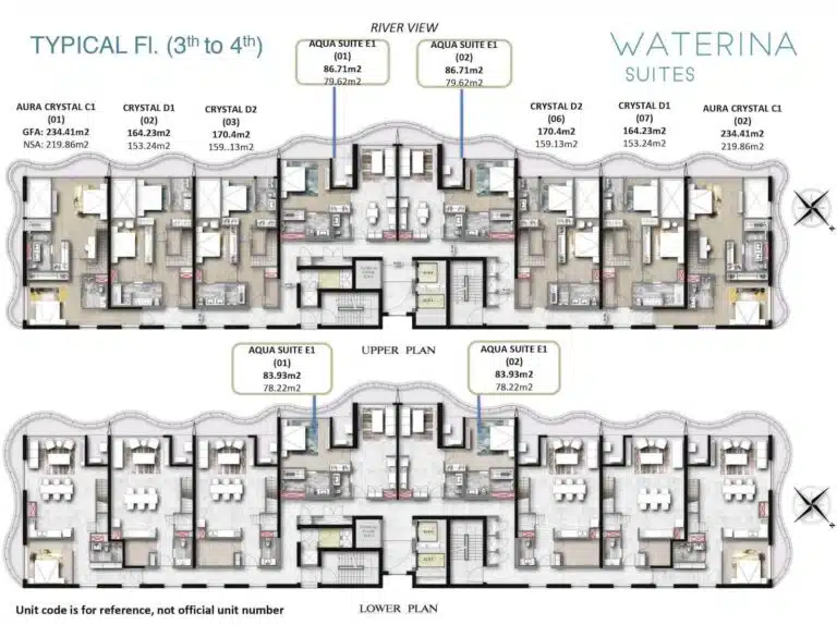 Mặt bằng căn hộ Waterina Suites