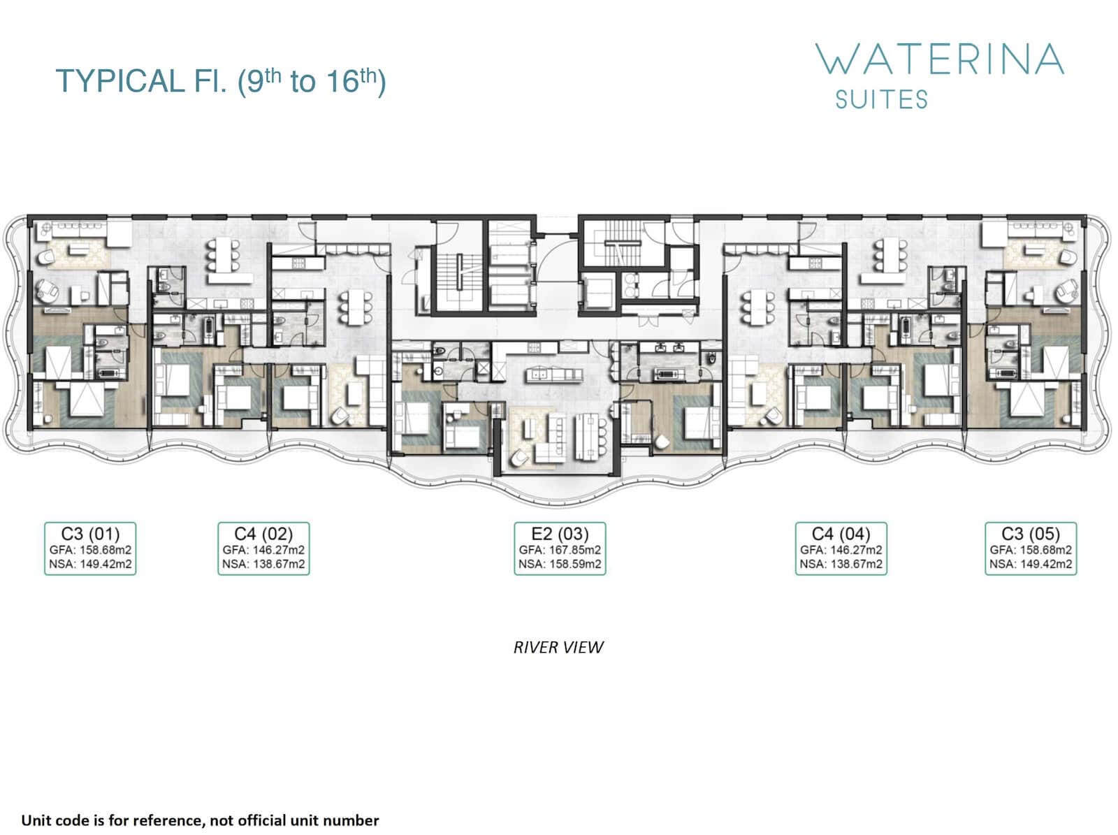 Mặt bằng căn hộ Waterina Suites