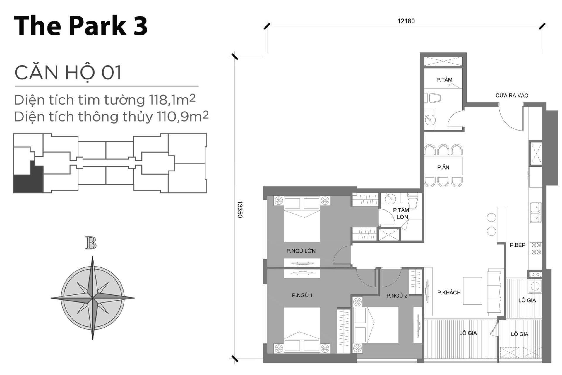 Mặt bằng Park 3 Vinhomes Central Park