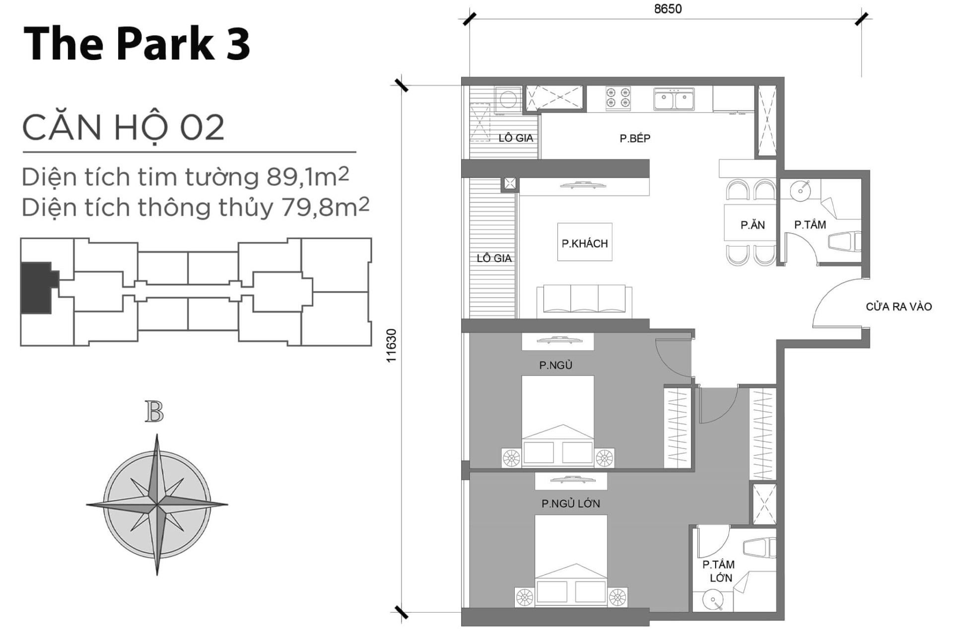 Mặt bằng Park 3 Vinhomes Central Park