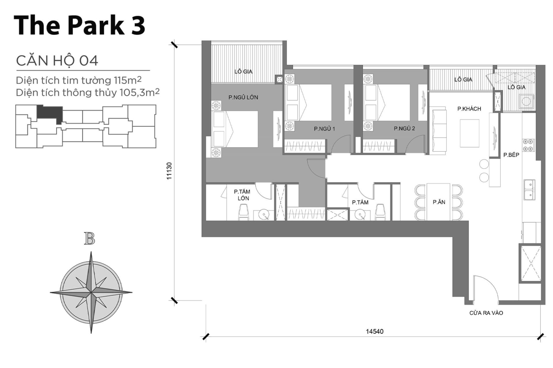 Mặt bằng Park 3 Vinhomes Central Park