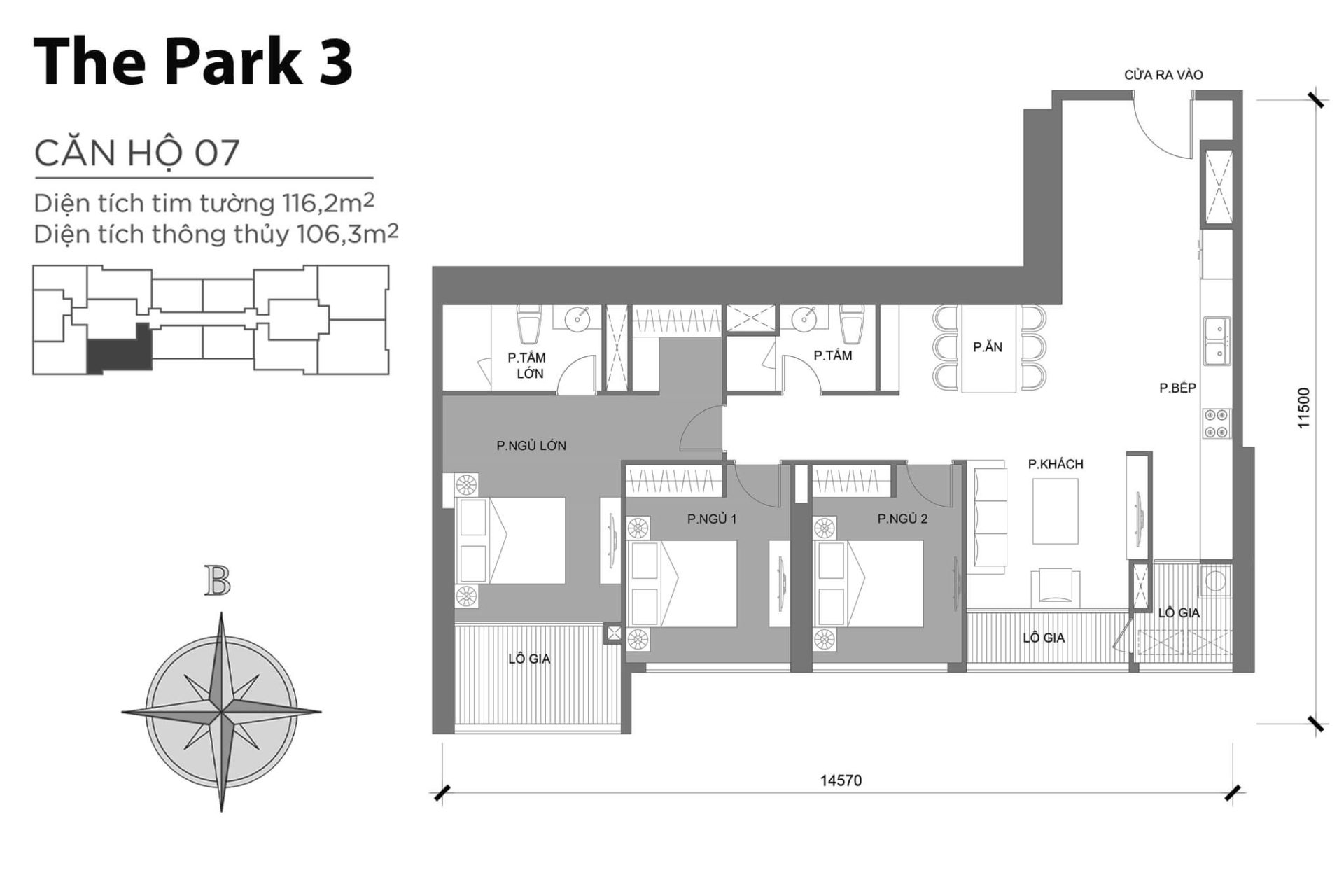 Mặt bằng Park 3 Vinhomes Central Park