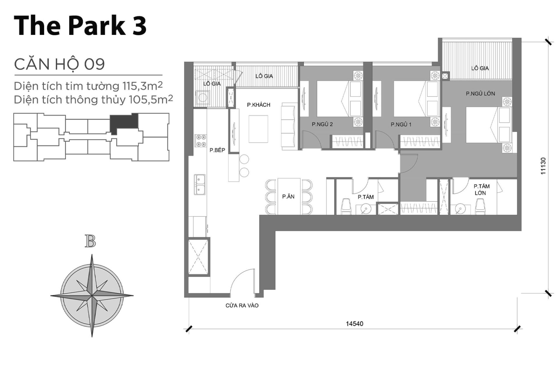 Mặt bằng Park 3 Vinhomes Central Park