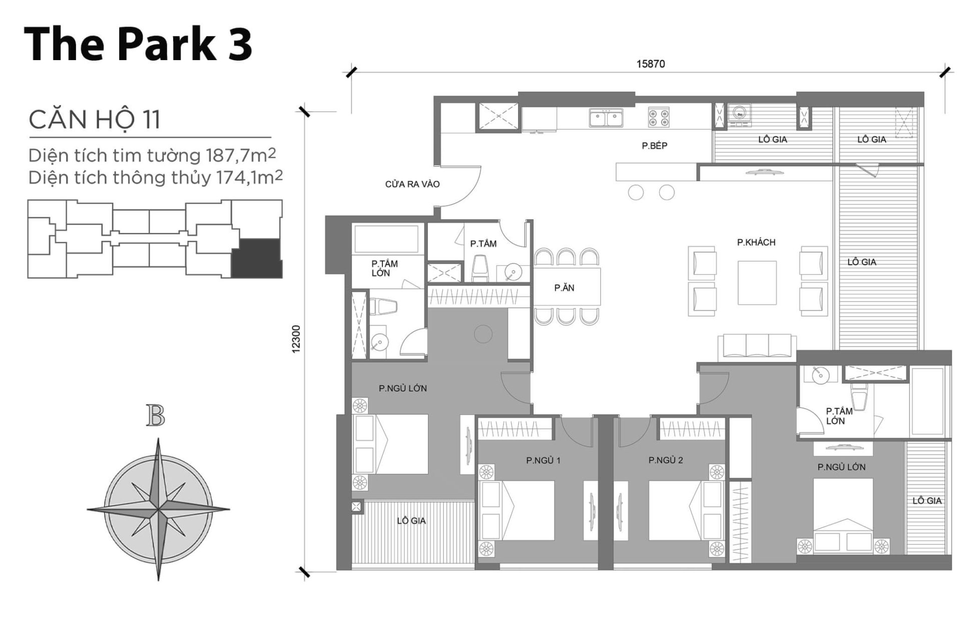 Mặt bằng Park 3 Vinhomes Central Park