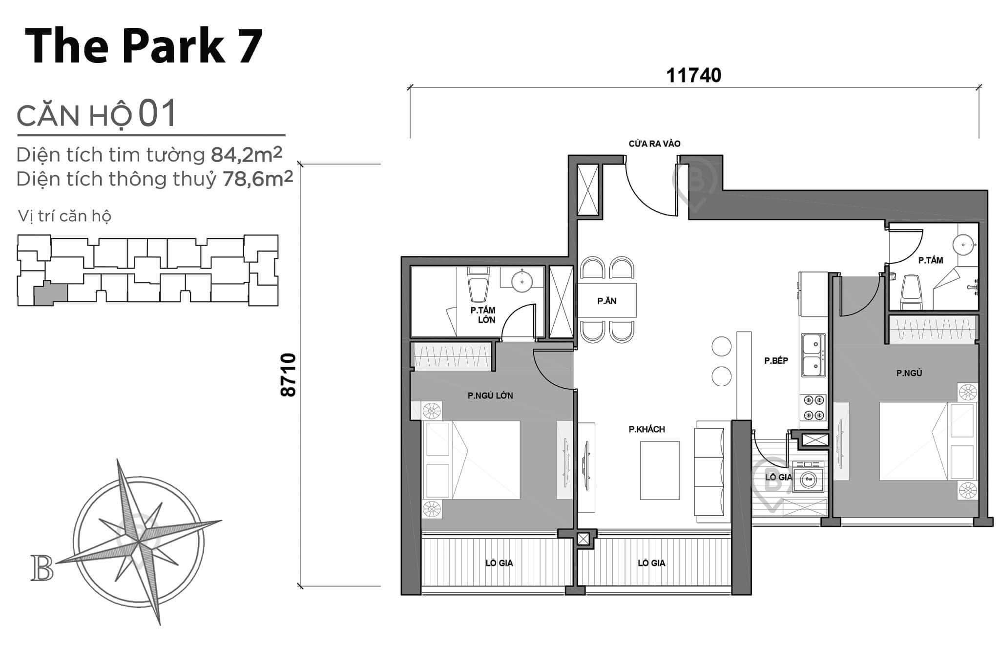 Mặt bằng Park 7 Vinhomes Central Park