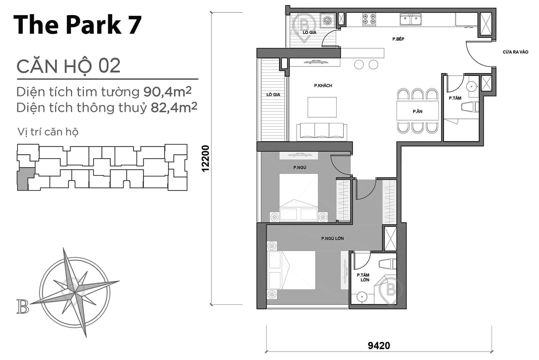 Mặt bằng Park 7 Vinhomes Central Park