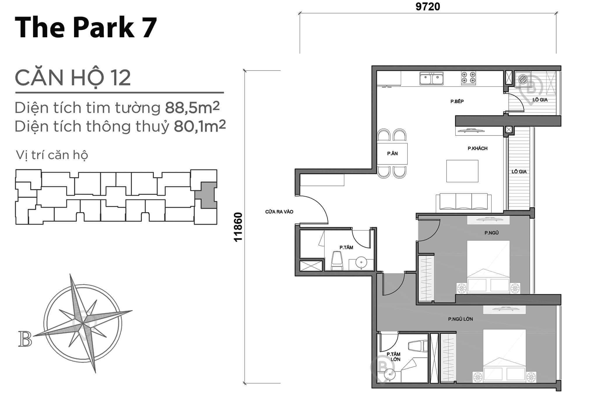 Mặt bằng Park 7 Vinhomes Central Park