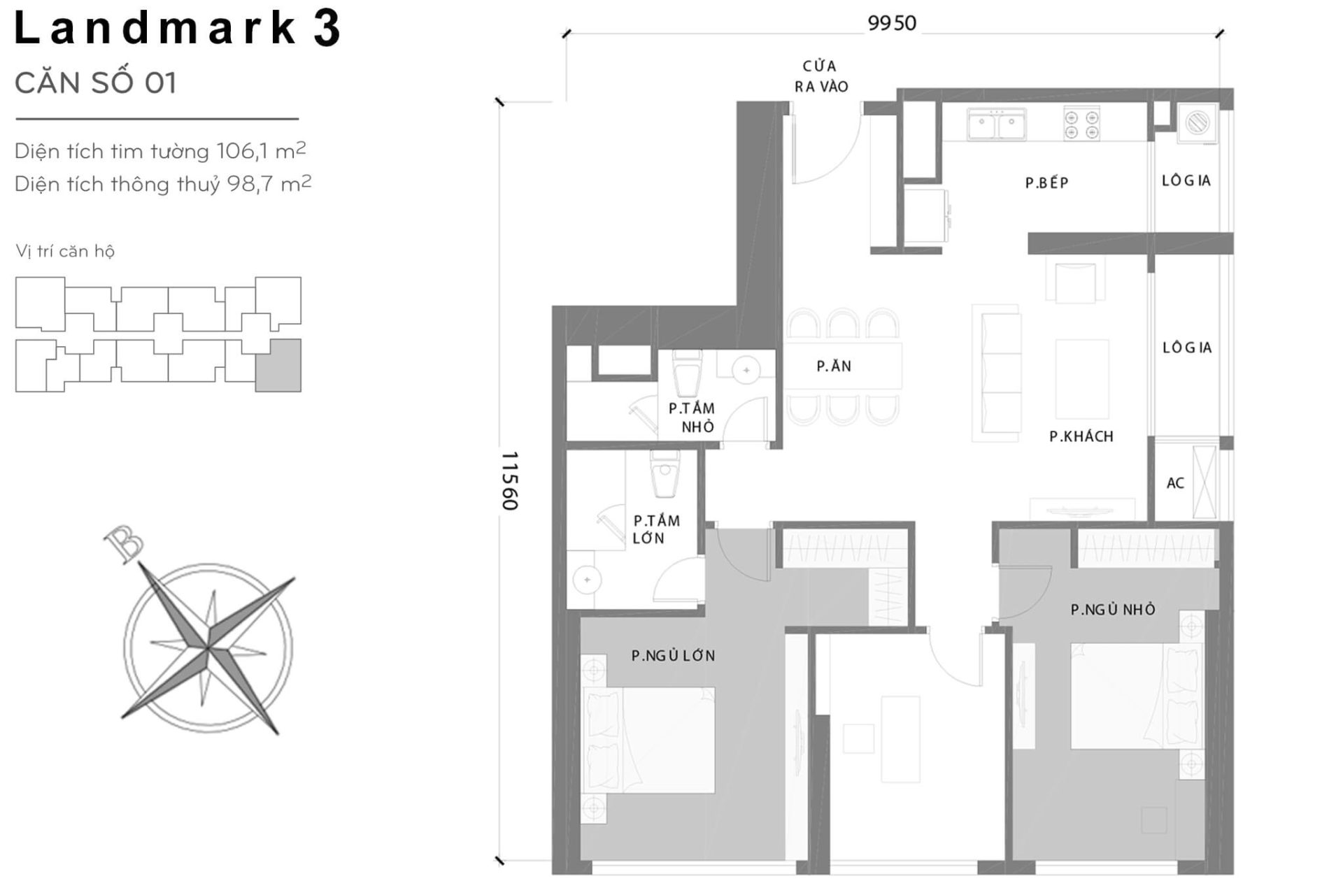 Mặt bằng Landmark 3 Vinhomes Central Park