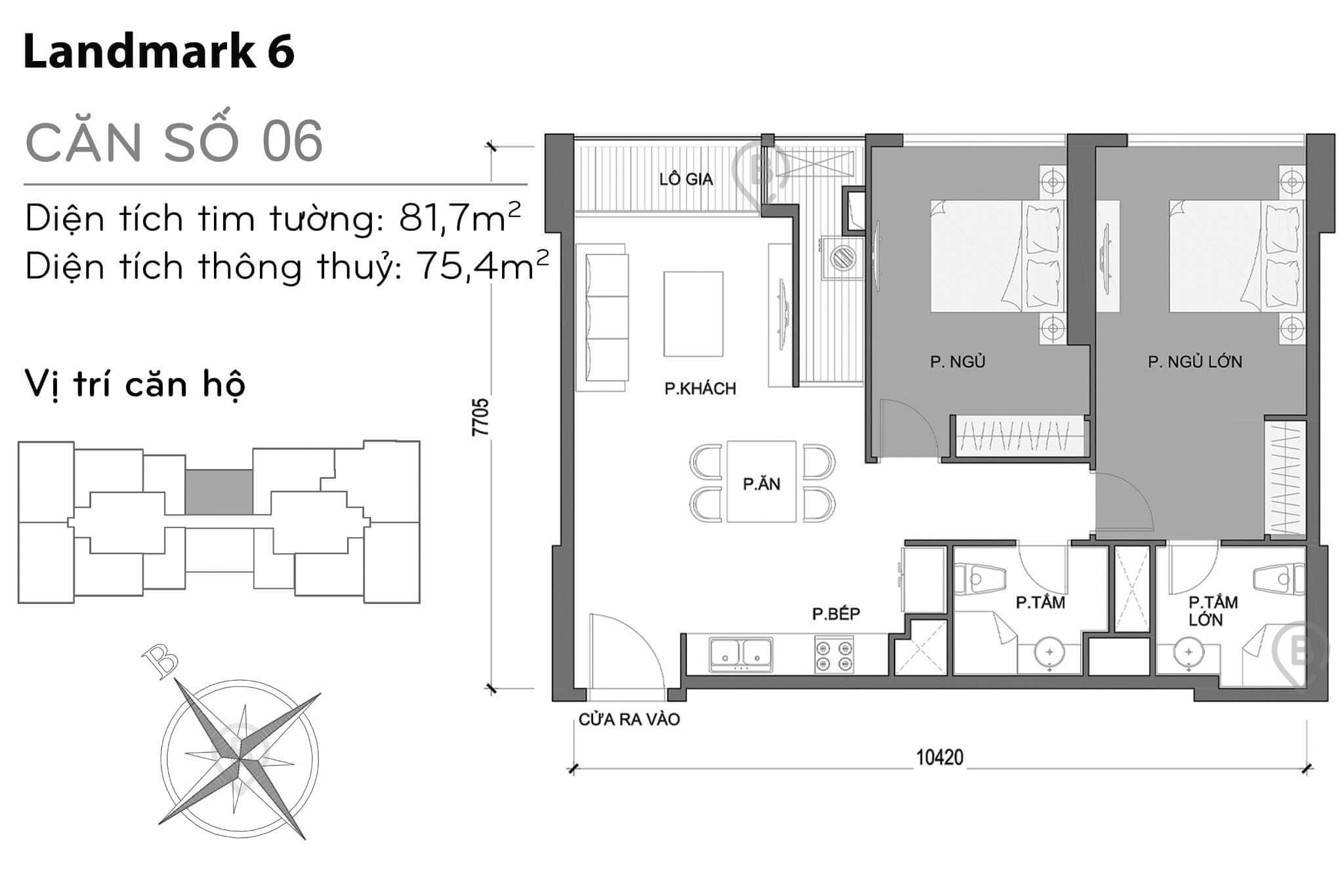 Mặt bằng Landmark 6 Vinhomes Central Park