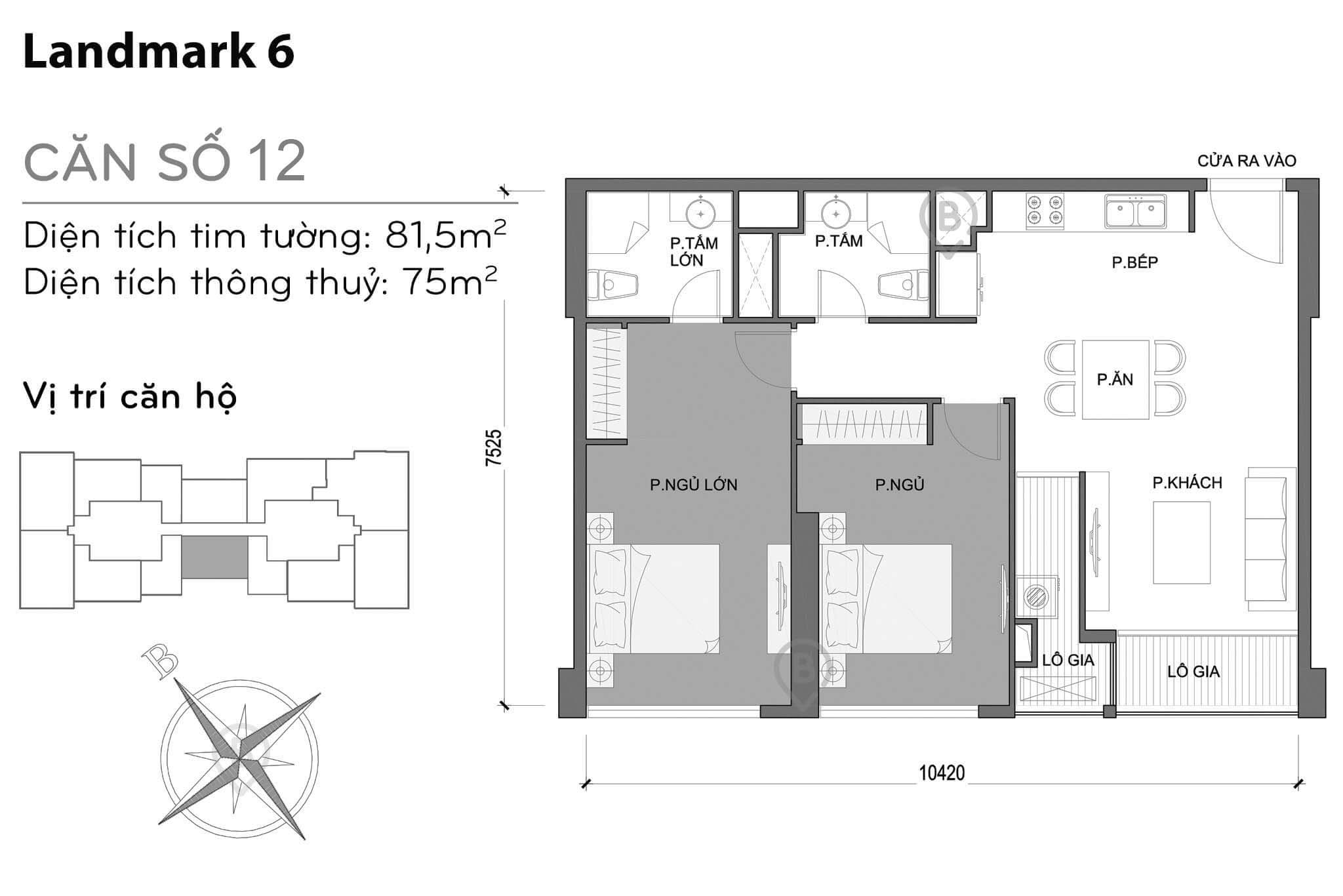 Mặt bằng Landmark 6 Vinhomes Central Park