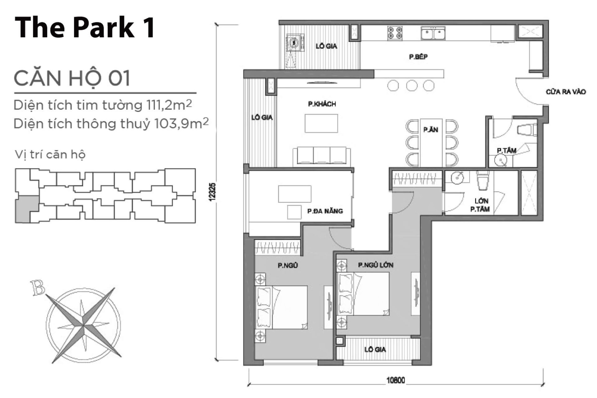 Mặt bằng Park 1 Vinhomes Central Park