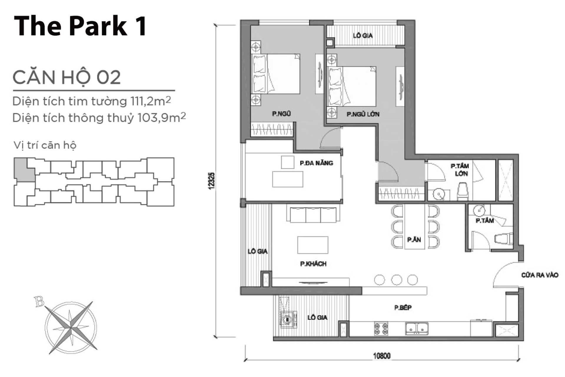 Mặt bằng Park 1 Vinhomes Central Park