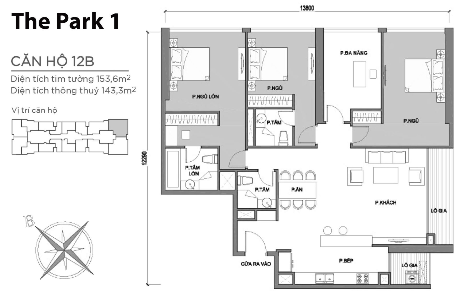 Mặt bằng Park 1 Vinhomes Central Park