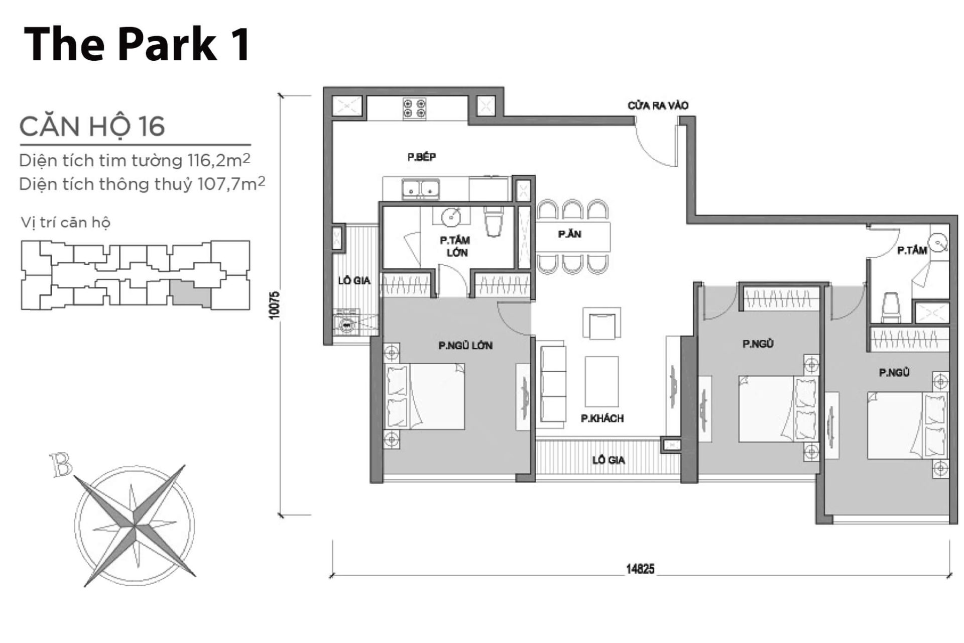 Mặt bằng Park 1 Vinhomes Central Park