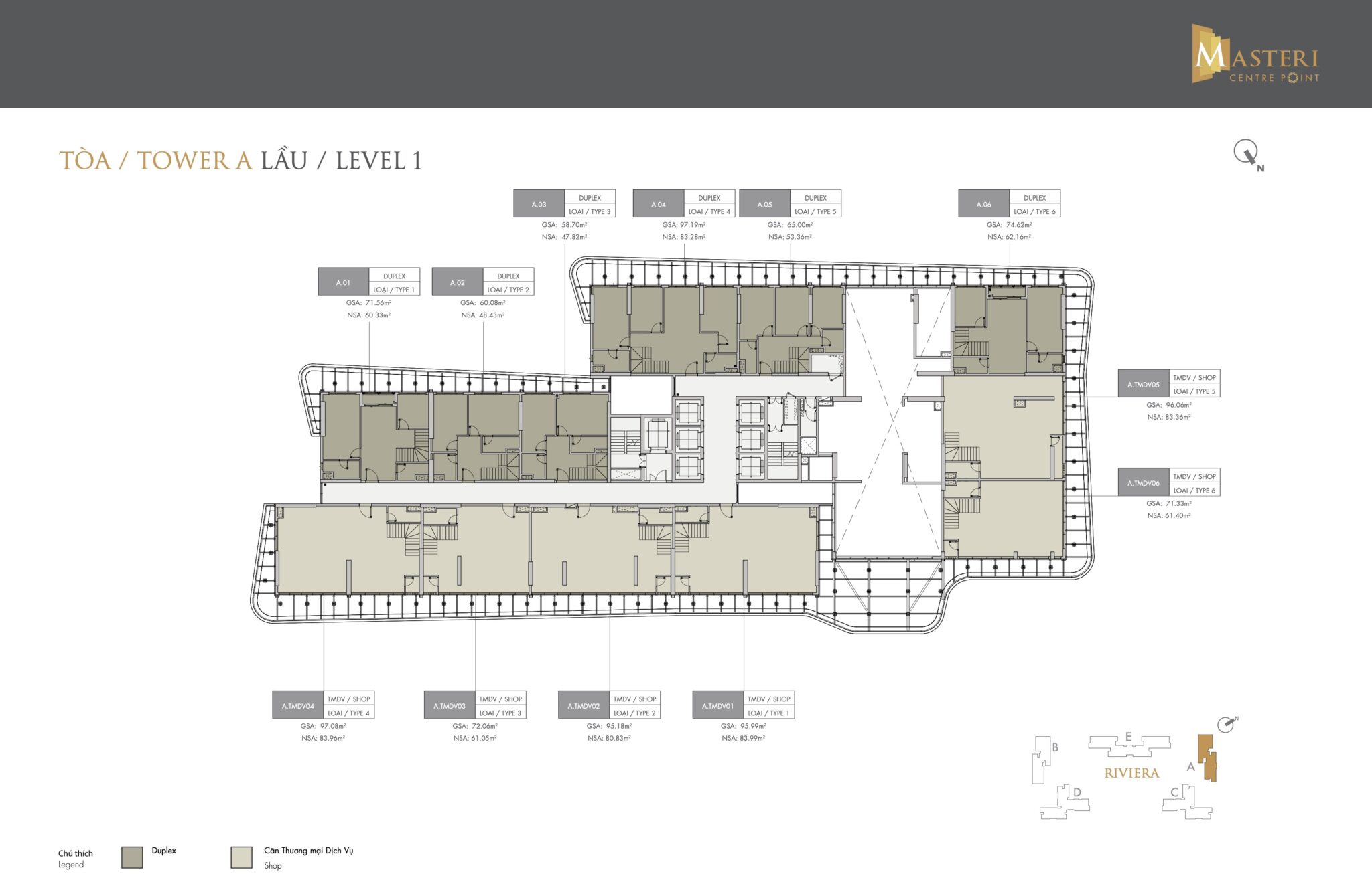 Mặt bằng Duplex Masteri Centre Point